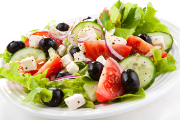 healthy greek salad photo of a healthy greek salad on a plate