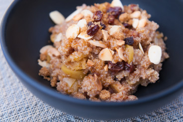 a photo of a healthy quinoa breakfast in a bowl