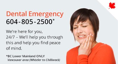 24/7 Emergency Dental service offered by 123Dentist - Call 604-805-2500