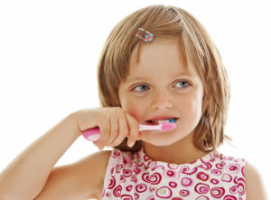 Brushing a child's teeth