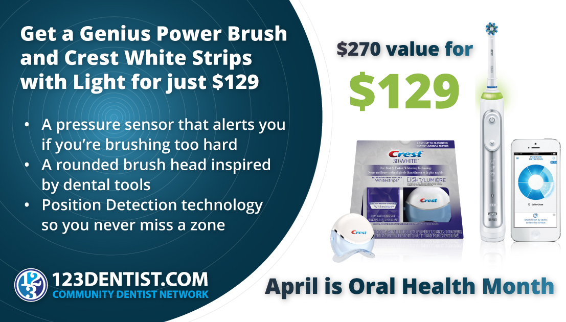 Oral Health Month 2019 - Genius Power Brush and Crest White Strips with Light